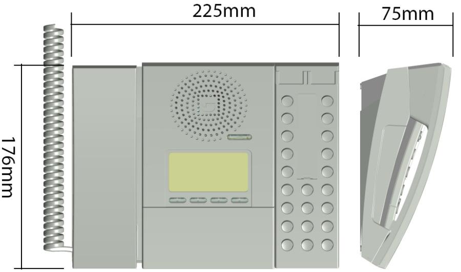 C: Dimensions & Mounting Instructions Dimensions (WxHxD) Weight IP Desktop Master with handset 225 x 176 x 75 mm 0.7 kg IP Desktop Master 168 x 176 x 75 mm 0.5 kg IP Flush Master 125 x 280 x 33 mm 0.