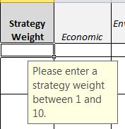 d. Z-AB: Here the user optionally marks an X for any strategies with Economic, Environmental, and/or Social impacts. This column is completely optional.