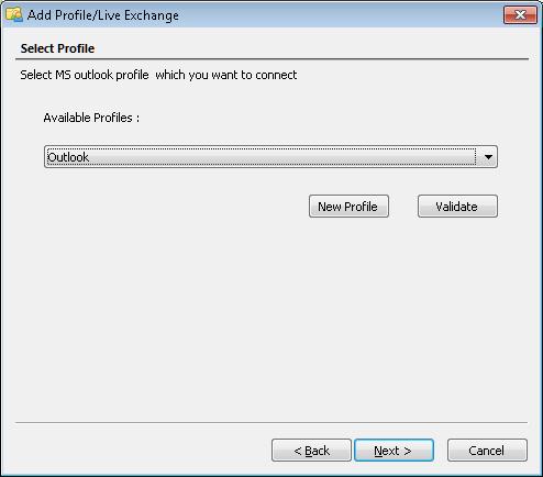 3. Select the option named "Outlook Profile". 4. Click "Next to reach the following step.