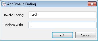 Figure 113: Invalid Ending Tab The invalid endings setting work only for the folders, but do not work for the files.
