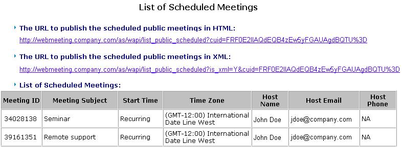 2.4. Scheduled Meetings and Active Meetings In the left frame of the System Management page, under Meetings click the Scheduled link.