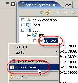 30. Expand the JES section under DEV in the Remote Systems tab, right click My