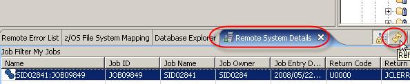 Your JES listing is displayed at the bottom of the RDz workspace.