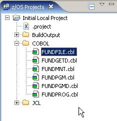 5. Expand your Initial Local Project project, under the z/os Projects