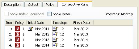 Timesteps do not vary among the different runs in a consecutive run. On the Consecutive Runs tab, the Edit button indicates which fields in this dialog are editable.