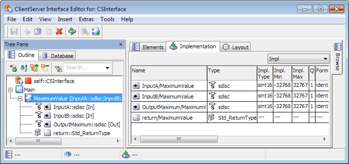 Interfaces In the "Master" field, activate Implementation. In the "Implementation" field, select sint16. Right-click in the "Min" and "Max" fields and select Default Value from the context menu.