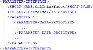 Interfaces When generating code for an AUTOSAR project, ASCET defines a <CALPRM-INTERFACE> 1 / <PARAMETER-INTERFACE> 2 element in the file Swc_interfaces.arxml.