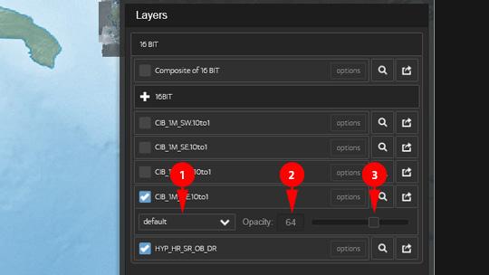 3.1.11 Layer Controls Each Layer has the following controls: 1. Visibility Toggle - click checkbox to toggle the visibility of the Layer. 2.