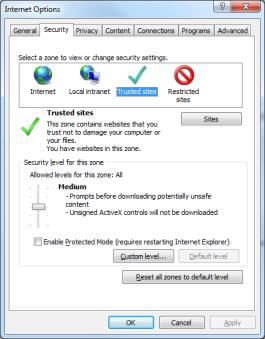 Explorer and click on Tools Internet Options Select the Security tab and click on Trusted
