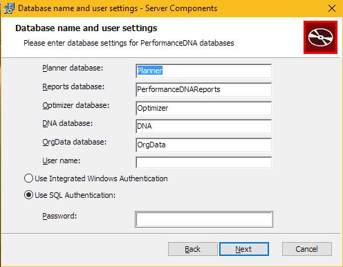 Install/Upgrade process Figure 14: Databases and account details Update these fields as required, then click Next to move to the Configure Tenant