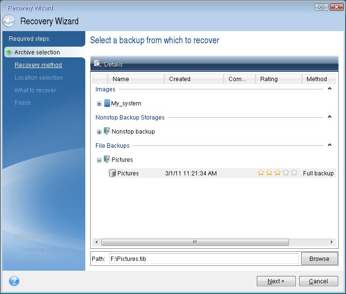 When the program starts, we recommend you try recovering some files from your backup. A test recovery allows you to make sure that your rescue CD can be used for recovery.