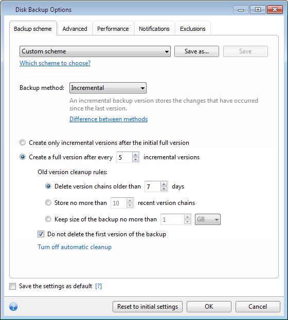 2.8.1 Backup schemes Backup schemes along with the scheduler help you to set up your backup strategy.