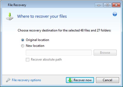 3.5 Recovering specific files and folders You will usually start recovering files and folders from Acronis Backup Explorer.