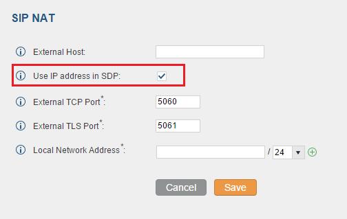 enabled, the SDP connection will use the IP address resolved from the external host.