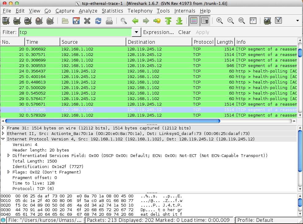 If you are unable to run Wireshark on a live network connection, you can download a packet trace file that was captured while following the steps above on one of the author s computers 2.