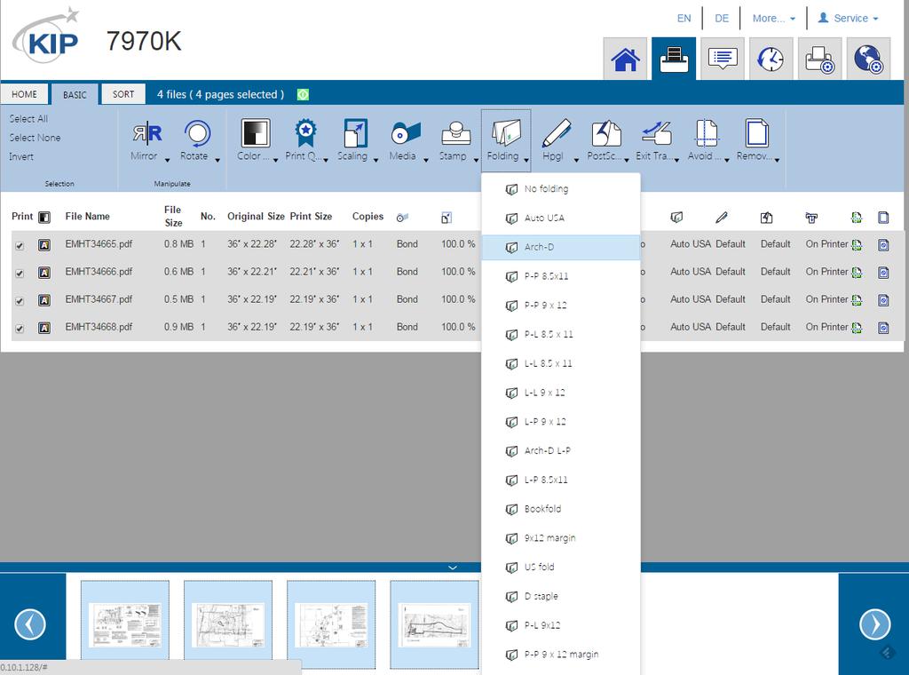 1. Selected File The folding column will display the selected Fold Pattern being applied. Folder Preset Creation In PrintPro.