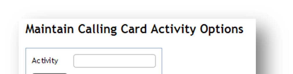 To add a new Calling Card Activity, select the Add Activity icon.