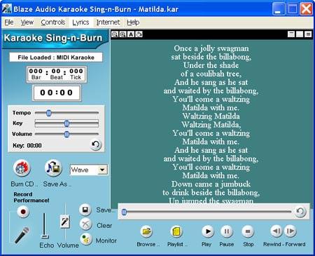 While your song is playing back, Karaoke Sing-n-Burn will scroll the lyrics and highlight whichever words match the music at that particular time.