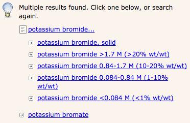You may need to click a category of chemicals, to be able to see the list of chemicals within it. You can also search using a lower-case chemical formula.
