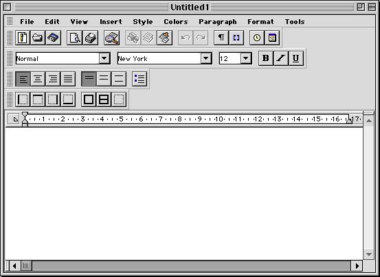 Opening a 4D Write Document in an External Window Macintosh Close box 4D Write menu bar 4D Write toolbars Zoom box Ruler Document area The external window contains the 4D Write menu bar.