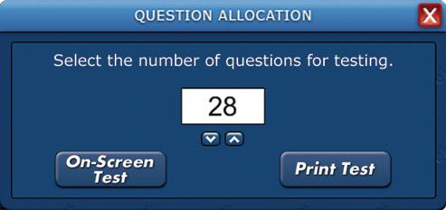 exam. Choose the number of test questions to be randomly generated for