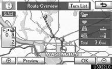 When your vehicle is on a freeway, the detour distance selections are 5, 15, and 25 miles (km).