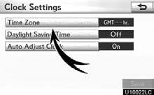 SETUP SCREEN FOR CLOCK SETTINGS Time zone A time zone can be selected and GMT can be set. 1. Push the MENU button and select Setup. 2.