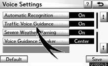 SETUP Voice volume The voice guidance volume can be adjusted or switched off. 1. Push the MENU button and select Setup. 2. Select Voice on the Setup screen.