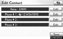 SETUP Editing the phonebook data You can register the phone number in Phone#1, Phone#2 and Phone#3 separately. 1. Select Edit Contacts. 3.