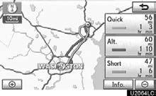 NAVIGATION SYSTEM: DESTINATION SEARCH 3 ROUTES SELECTION 1. To select the desired route from 3 routes, select 3 Routes.