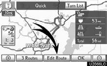 NAVIGATION SYSTEM: DESTINATION SEARCH Edit route You can again designate the conditions of the route to the destination.