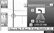 NAVIGATION SYSTEM: ROUTE GUIDANCE Other screens TURN LIST SCREEN On this screen, the list of turns on the guidance route can be viewed. during guid- Selecting ance displays the turn list.