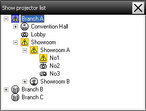 displayed on screen. Select "Projector list" from the View menu. The following window will be displayed. B Select the check box of the item you want to display. C Click "OK".