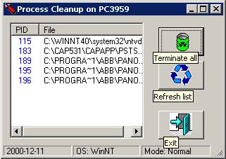 CAP 535 processes. 2 Process Terminator functionality When ProcTerm.Exe is started the first appearance is according to the figure below.