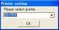 When running DS-RX1 Version Up Tool, if there are multiple printer ports, the following printer select window