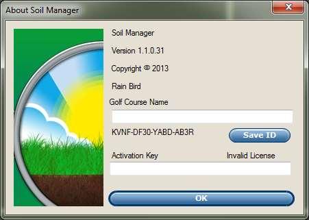 appropriate field and press OK. Once a valid key is entered, Soil Manager s main window title will indicate the license type.