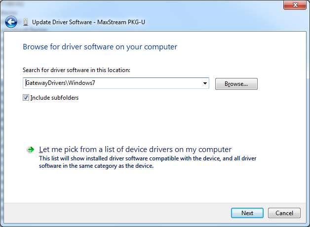 7. Select Browse my computer for driver software; then click Next. Figure 3 8.