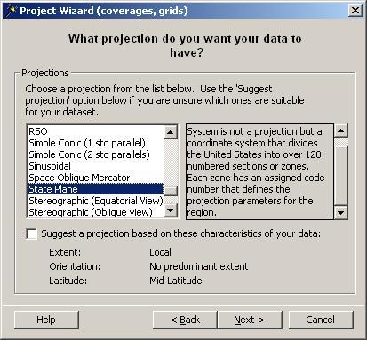 Select the State Plane projection system.