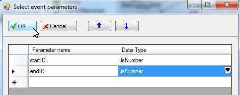 Add two parameters to the new event for database querying because the query we defined uses two