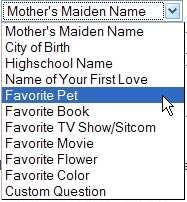 Example of Security Question : In case you fill in Favorite Pet as Security Question, then you should type in your current Favorite Pet for the Answer.
