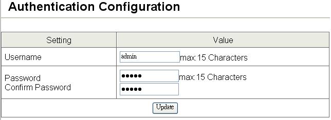 Note: Username & Password only accept "a-z","a-z","0-9","-","_" System IP Configuration This page