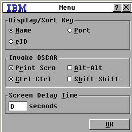 Changing the display behavior Use the Menu window to change the order of target devices and set a screen delay for the OSCAR interface.