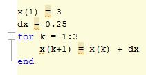 For Loop: The For Loop can be used to Load a Vector with values. The Counter k is used to Index through the vector elements.