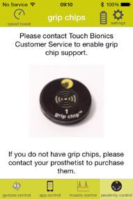 You will be prompted to contact Touch Bionics if you do not