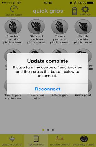 At the conclusion of the update you will be prompted to turn your device off and back on again to complete the update.