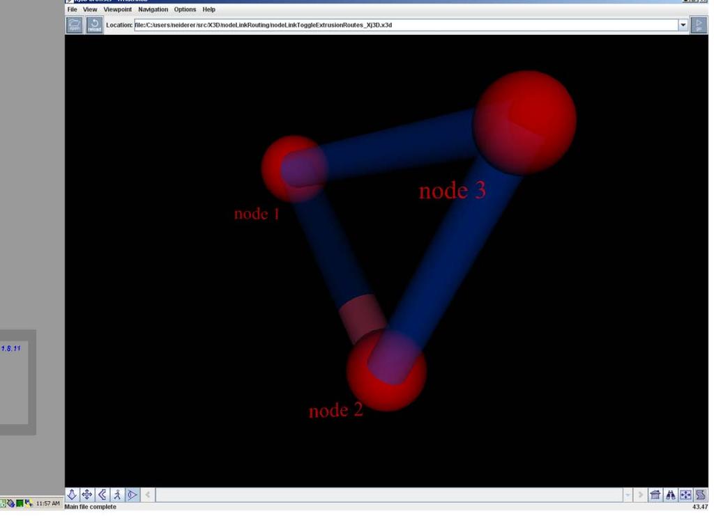 4. Future Efforts Animating information flow for a three-node subnetwork has been demonstrated (see figure 6) using the Xj3D 2.0 browser (as opposed to VP). (See http://www.yumetech.