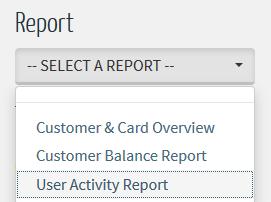 5. If desired, click Download As CSV to save the report as a CSV file. User Activity Report The User Activity Report displays a log of all user activity in MyCardUpdate and is categorized by type.