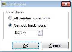 Collection Title in Franklin List: Gothic Demi 18pt List Options box -- Set look back hours text box was