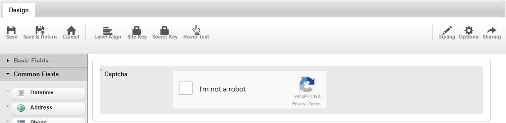 date wither US or EU Captcha: captcha to help prevent robots from completing forms Label Align: aligns the field