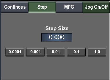 increment. Set your step size by entering it in or by pressing one of the buttons (0.0001 1.0).